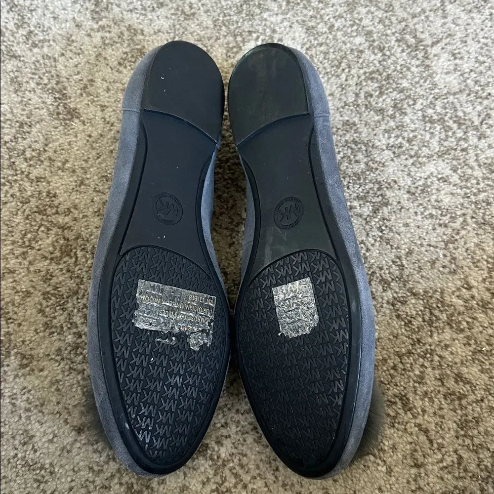 MICHAEL Michael Kors Remi Rabbit Fur Pom Suede Ballet Flat 8.5
